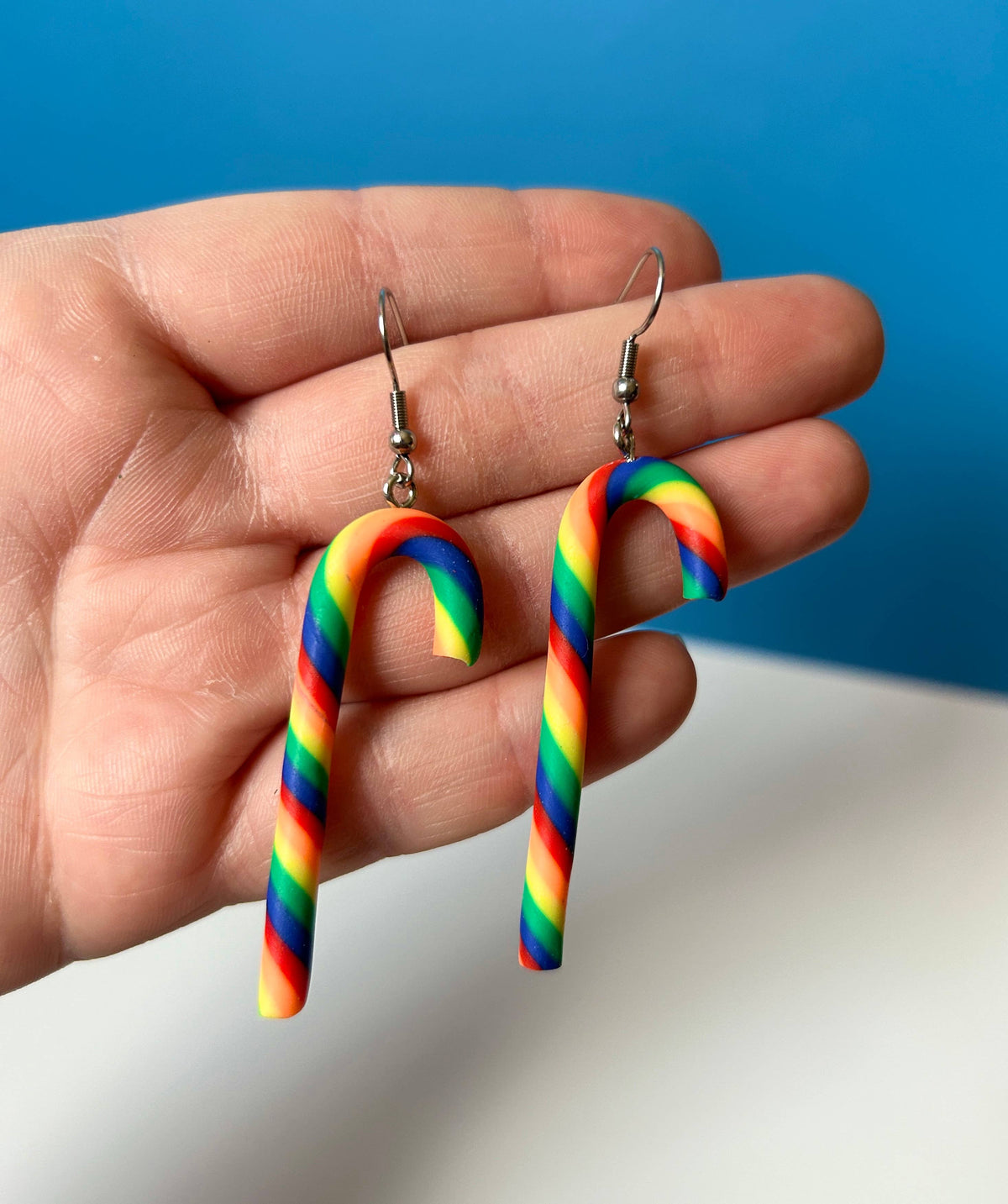 Candy Cane Earrings Rainbow Earrings Christmas Earrings Food
