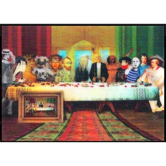 3-D Postcard. Art Beings at the Last Supper. Lenticular