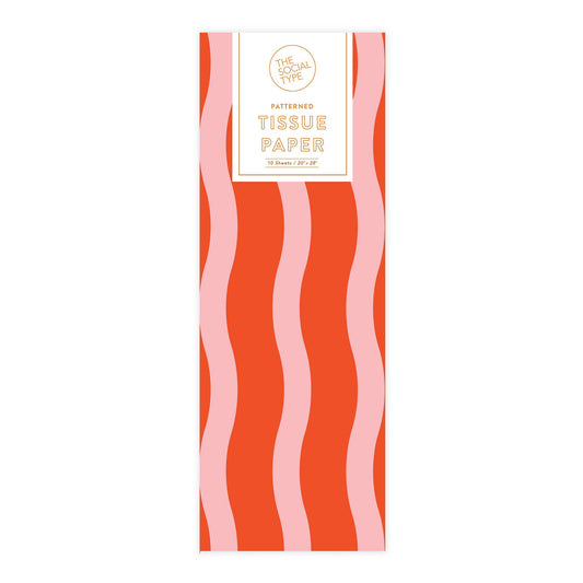 Tangy Red Fussy Stripe Tissue Paper