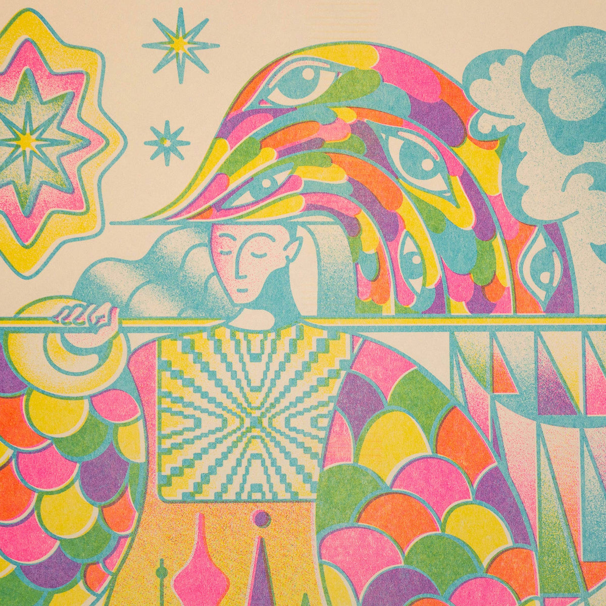 Knight Banneret Risograph Print | 11x17 Riso Print