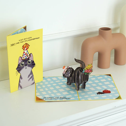 Purrfect Cat Funny 3D Pop-Up Cat Birthday Card