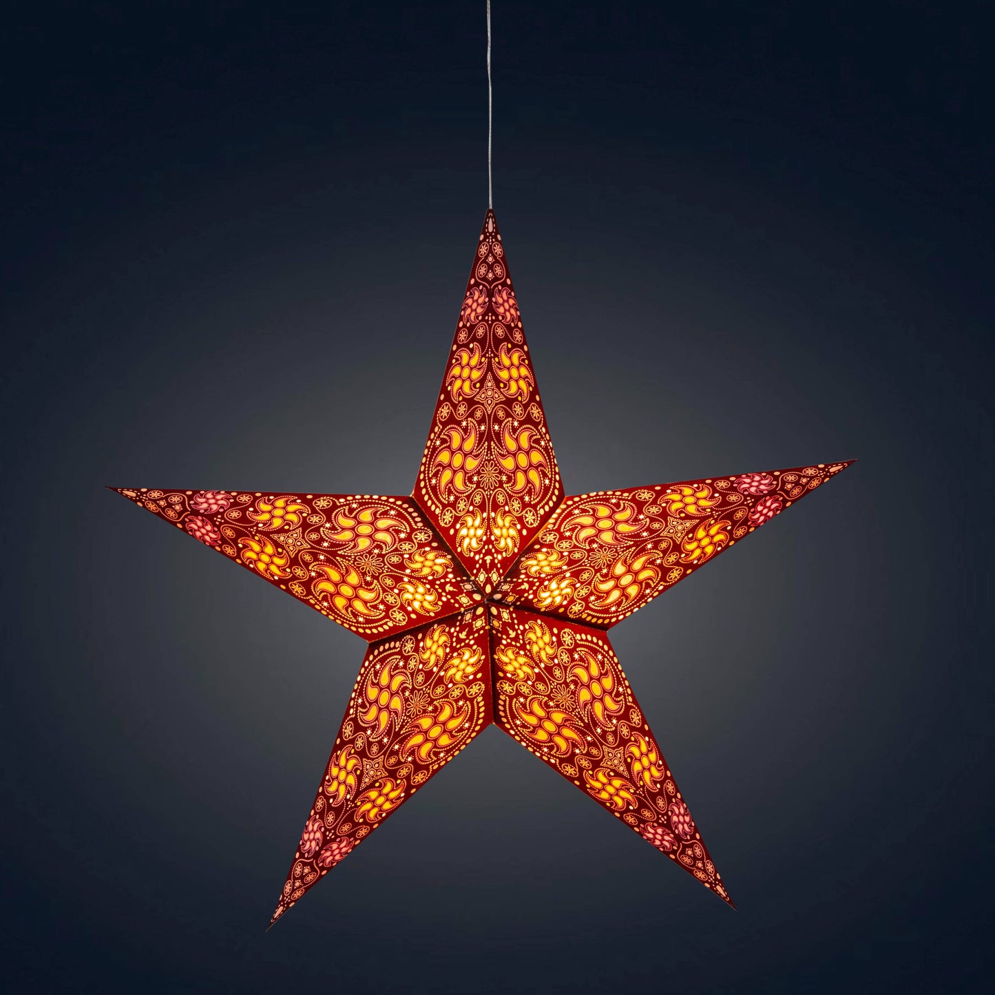 Siklon 5 Pointer 24" Brown/ White Paper Star Lantern Light