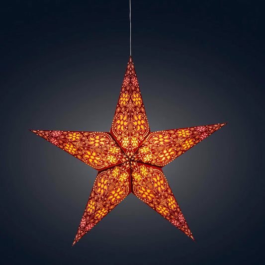 Siklon 5 Pointer 24" Brown/ White Paper Star Lantern Light