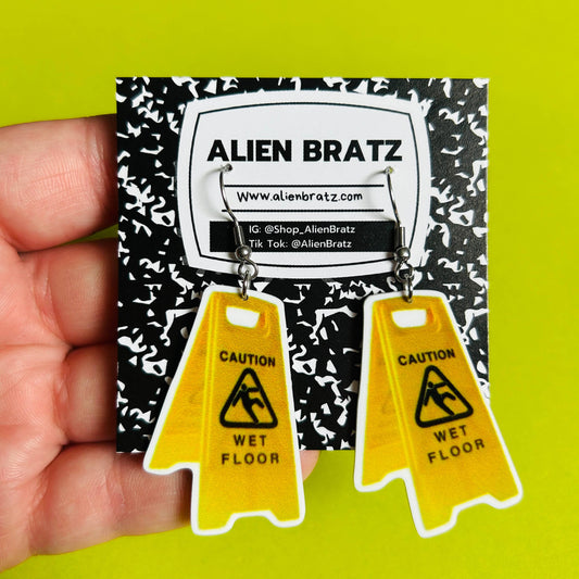 Caution Sign Earrings Weird Earrings Funky Earrings