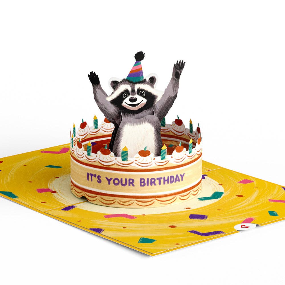 Go Feral Raccoon Birthday Pop-Up Card 5x7"